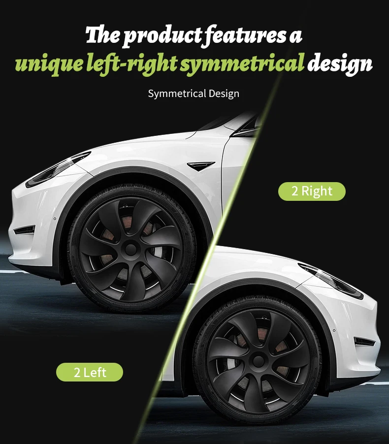4PCS Wheel Cap Design For Tesla Model Y 2020-2024 19 Inch Right&Left Hubcaps Cyclone Cover Wheel Cover Replacement Accessories