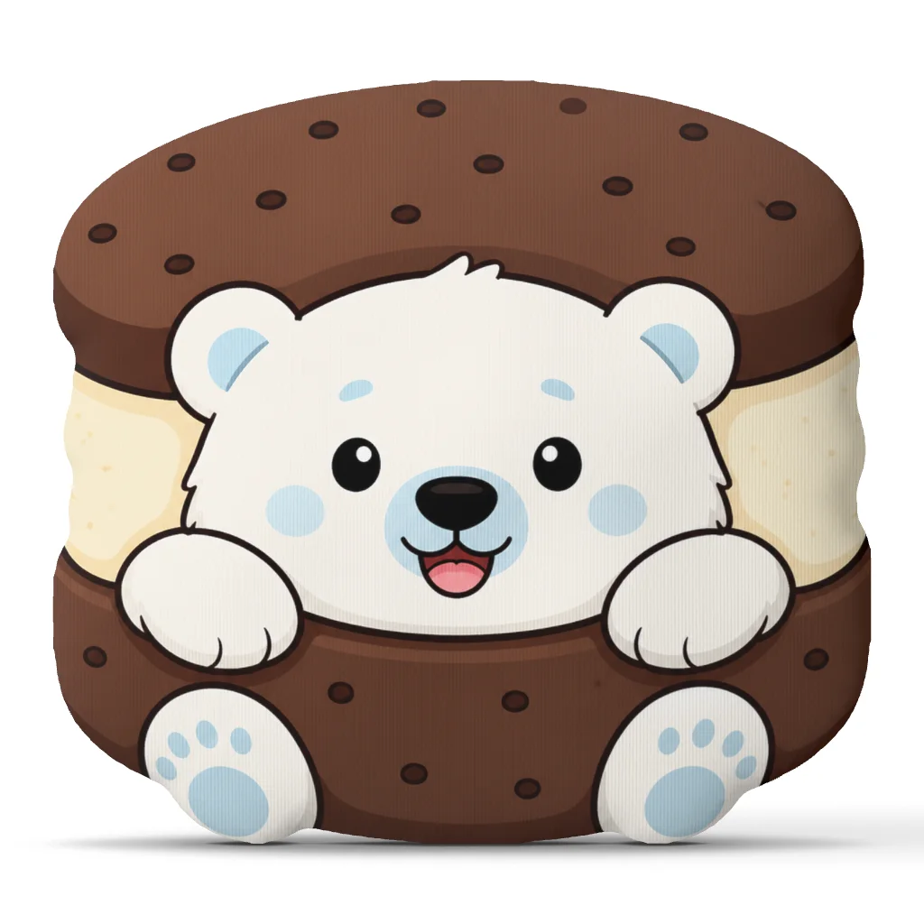 Polar Bear Ice Cream Sandwich Plush Pillow Cute Dessert Animal Throw Cushion Stuffed Shaped Soft Sofa Chair Home Decor Gift