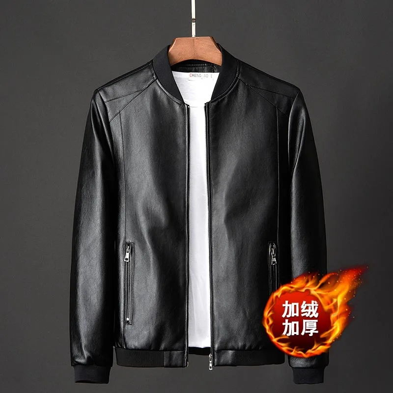 Otoño nuevos hombres chaqueta de cuero de Pu tendencia Casual ajuste ropa de béisbol delgada hombres azul Biker PU abrigo de cuero moda coreana abrigo 8XL