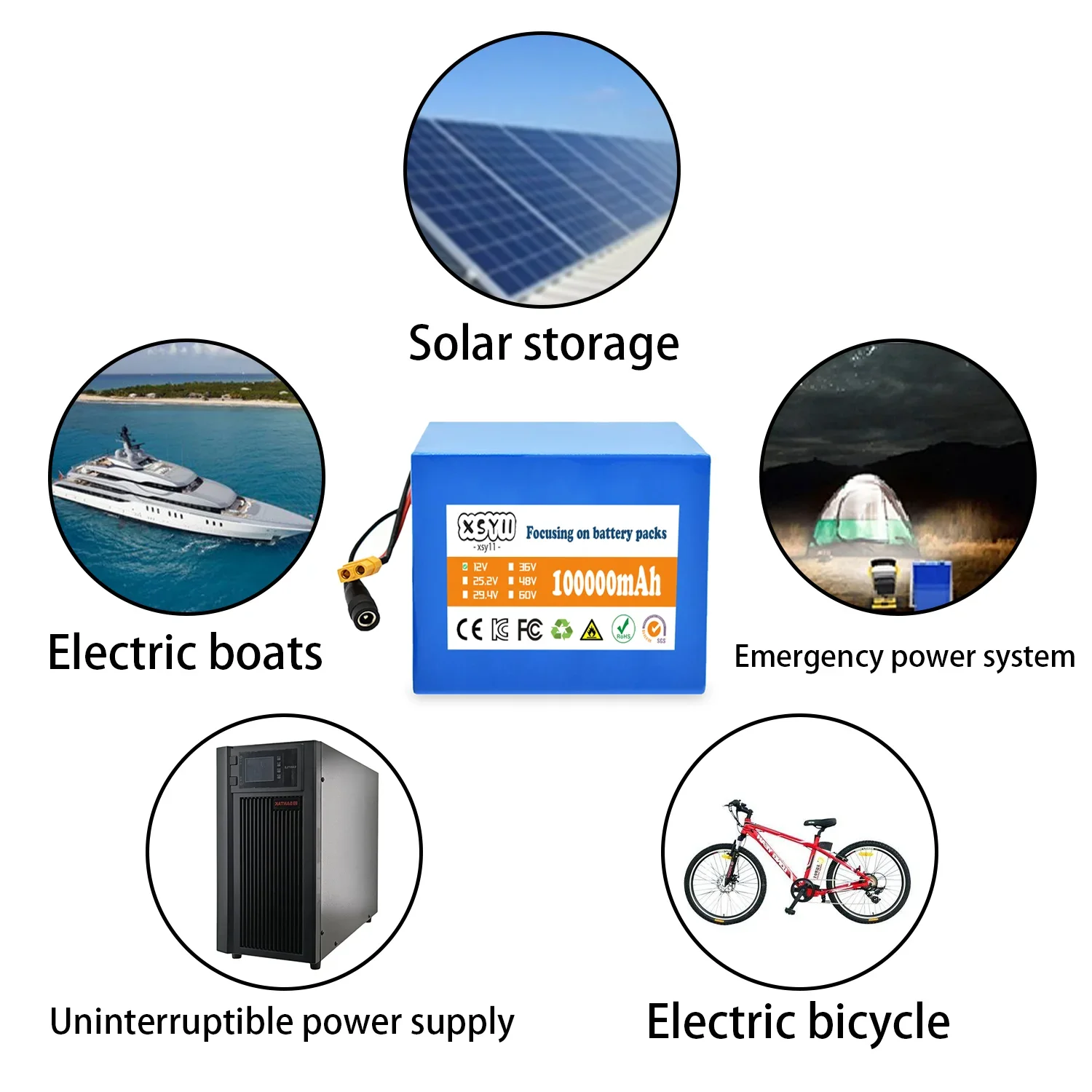 32700 Lifepo4 Battery Pack 4S3P 12.8V 100Ah with 20A Maximum 60A Balanced BMS for Electric Boat Uninterrupted Power Supply 12V