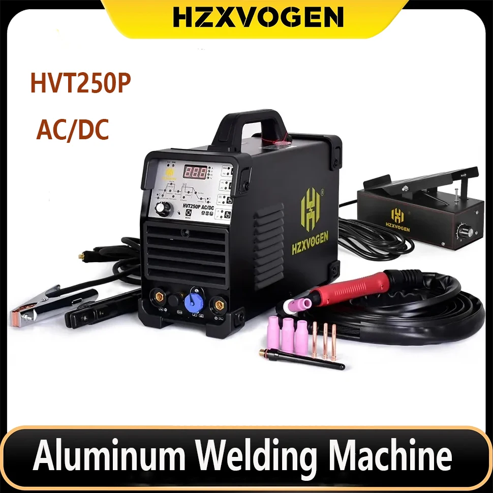 Hzxvogen-máquina de Solda de Alumínio em hf Tig ac dc Argônio Pulso Digital Preciso 2t 4t Inoxidável Hvt250p