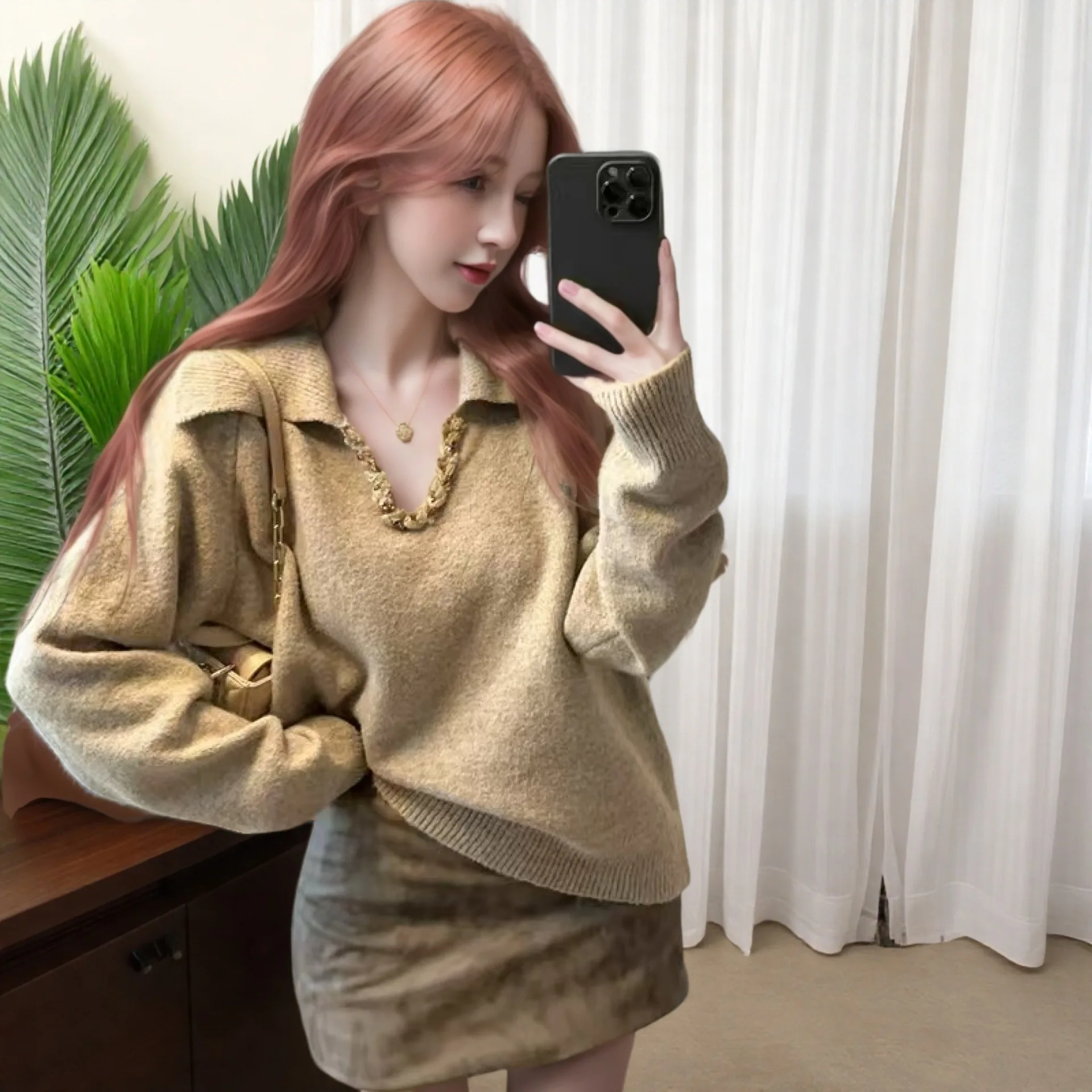 

Модный длинный свитер све V-Ne с блестками, милый слэ, осенне-зимний топ, модный женский вязаный свитер, китайский заказ