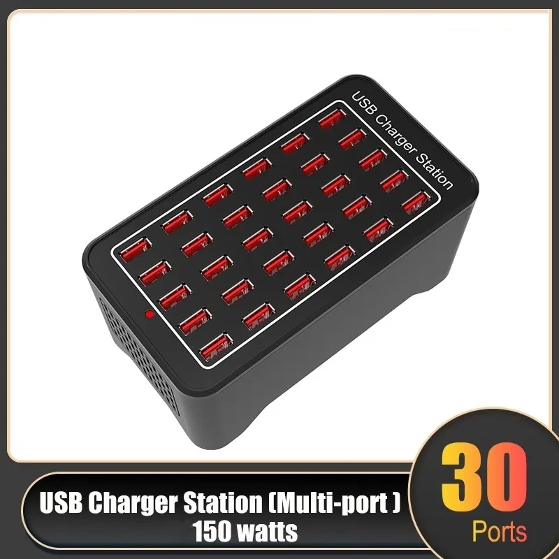 150W 30 Port USB Charging Station Universal USB Charger Multi Port for Phone and Tablet for US EU AU UK Power Adapter