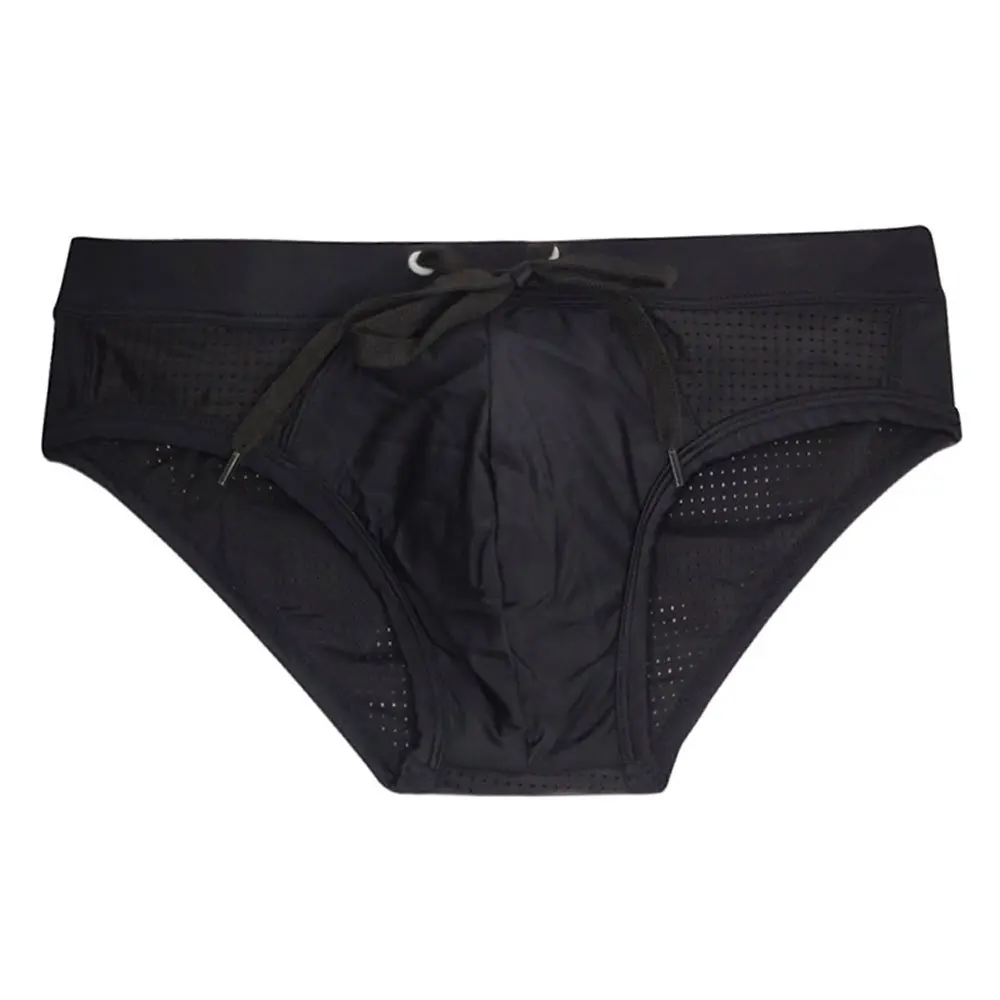 Cross-border foreign trade men's mesh splicing triangle swimming trunks translucent mesh beach swimming UXH338 breathable