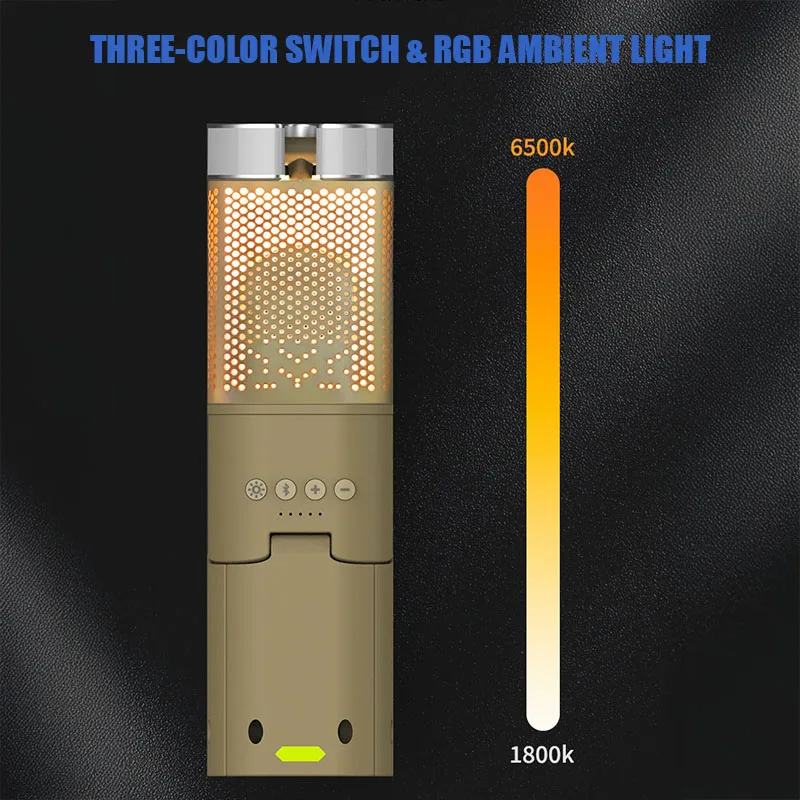VOLODYMYR Telescopico LED Luce da campeggio Faro portatile Altoparlante Bluetooth 14000mAh Torcia esterna impermeabile magnetica