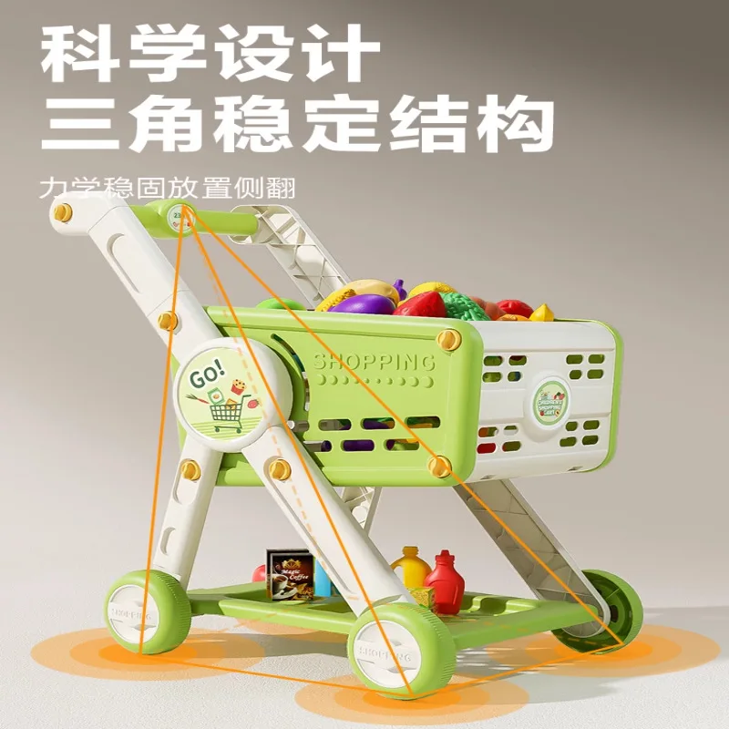 Carrello della spesa Giocattolo di simulazione Set da gioco per ragazza Carrello da supermercato Carrello per bambina di 3-6 anni