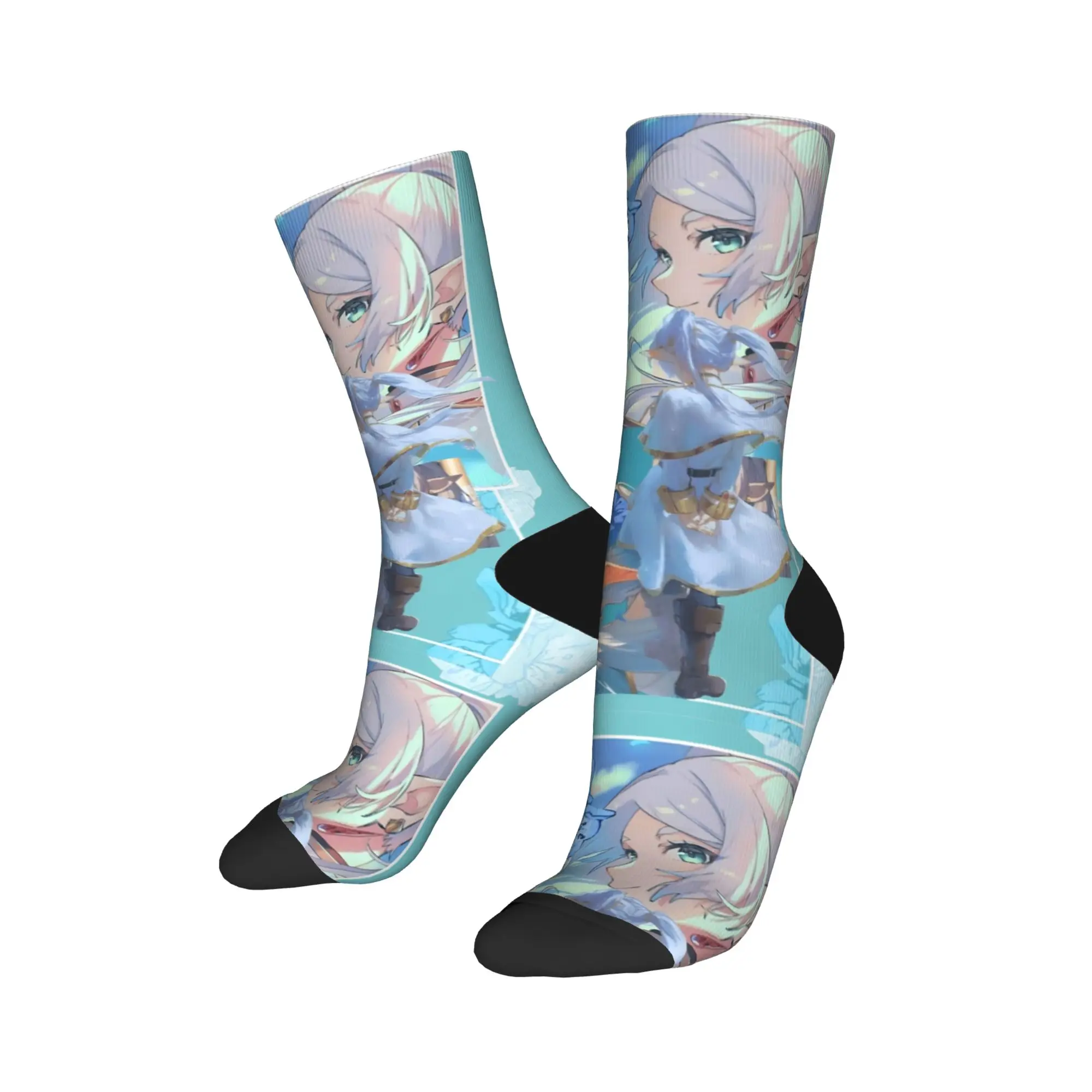 Automne hiver Hip-hop femmes hommes Anime Frieren Manga chaussettes respirant basket-ball chaussettes