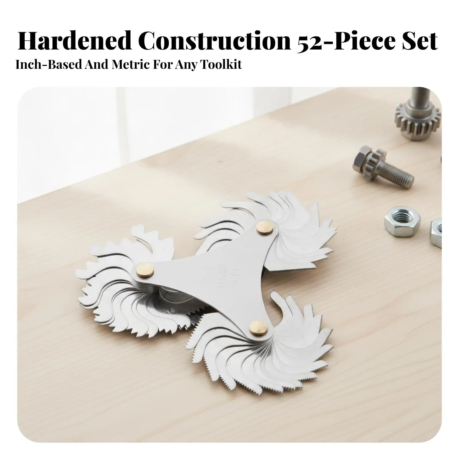 Folding Thread Gauge 51PCS Metal Screw Pitch Measuring Tool for Machinists Workshop Repair Identification