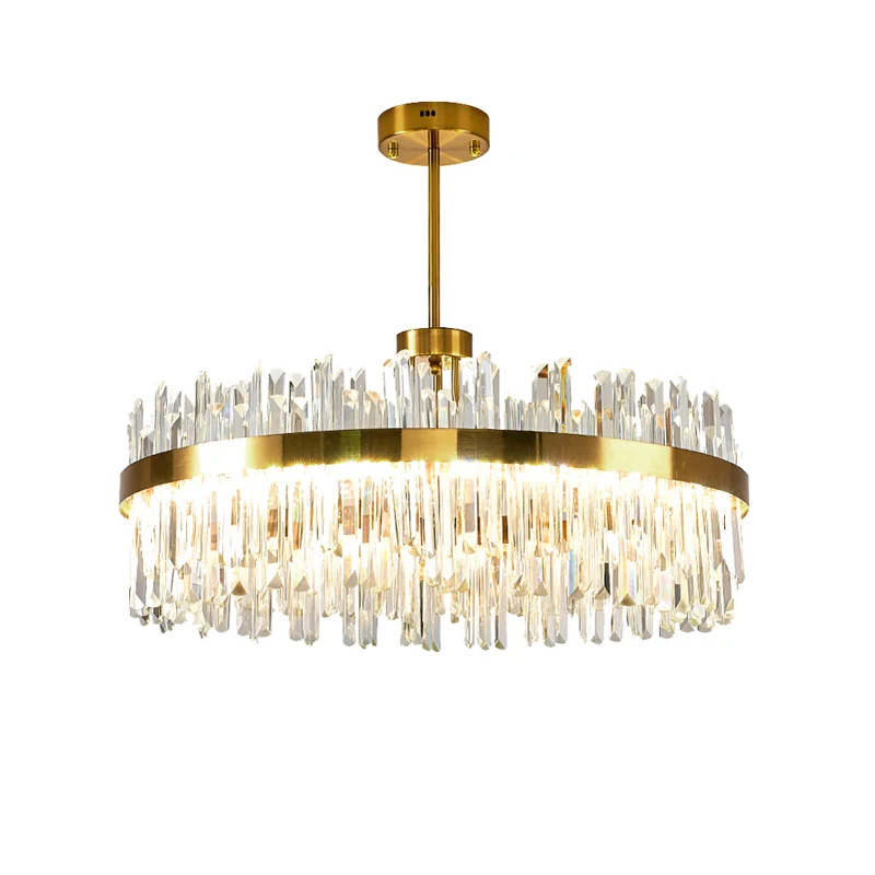 Dimmable LED Gold Chrome Crystal Hanging Lamps Ceiling Chandelier Lighting Lustre Suspension Luminaire Lampen For Dinning Room