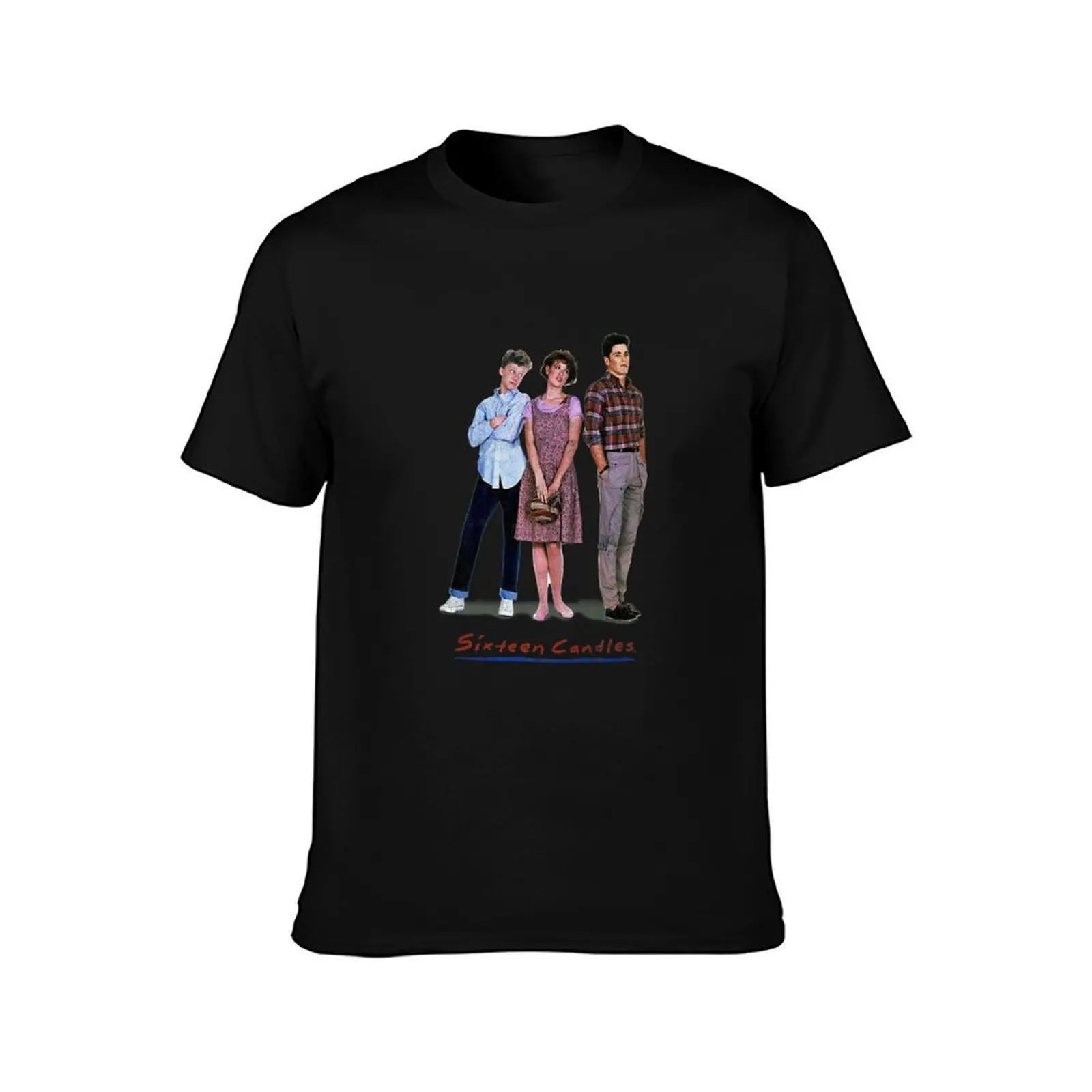 Sixteen Candles Distressed Trio Portrait Premium T-Shirt, Summer Casual Cotton Tee, Oversized Streetwear Tops, Unisex Men Women
