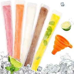 50/100pcs Ice Popsicle Bags With Foldable Funnel for Yogurt Ice Candy Or Freeze Pops Plastic Reseal Packaging Popsicle Pouches