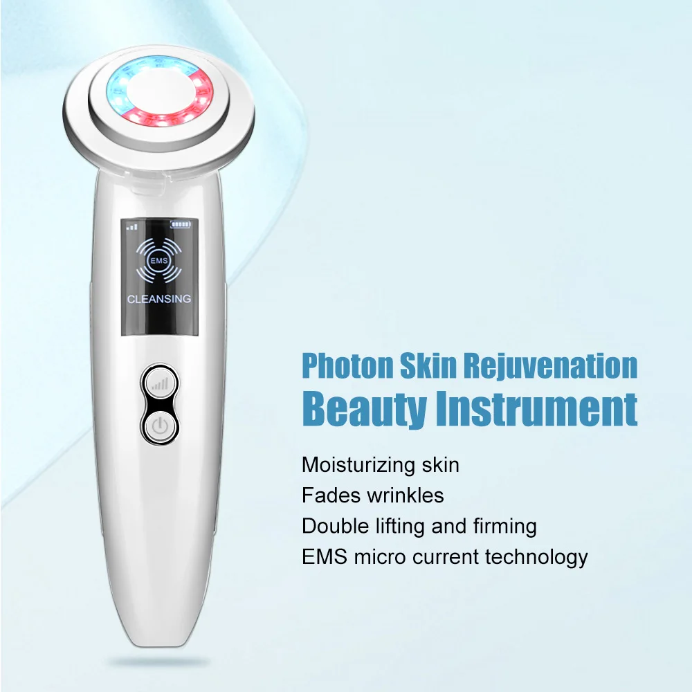 Dispositivo di bellezza a microcorrente Massaggiatore facciale a luce rossa 3 in 1 Solleva stringe il viso collo riduce le rughe gonfiore infusa nutriente