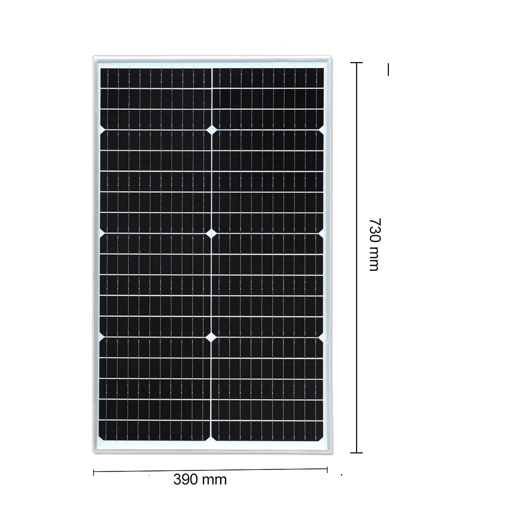 Glass Solar Panel 50W 100W 25 Years Service Life 25MM Thickness Aluminum Frame Cell 12V 19.8V Rigid Tempered Photovoltaic Panels