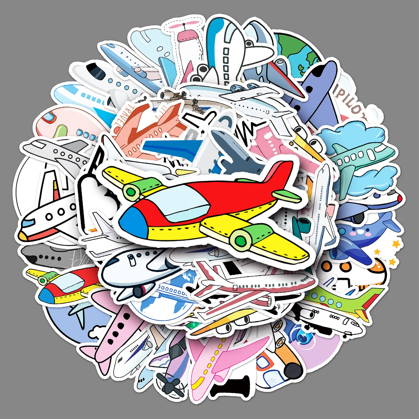 

10/50PCS Funny Airplane Cartoon Stickers DIY Phone Laptop Luggage Skateboard Graffiti Decals Fun for Kid Gift