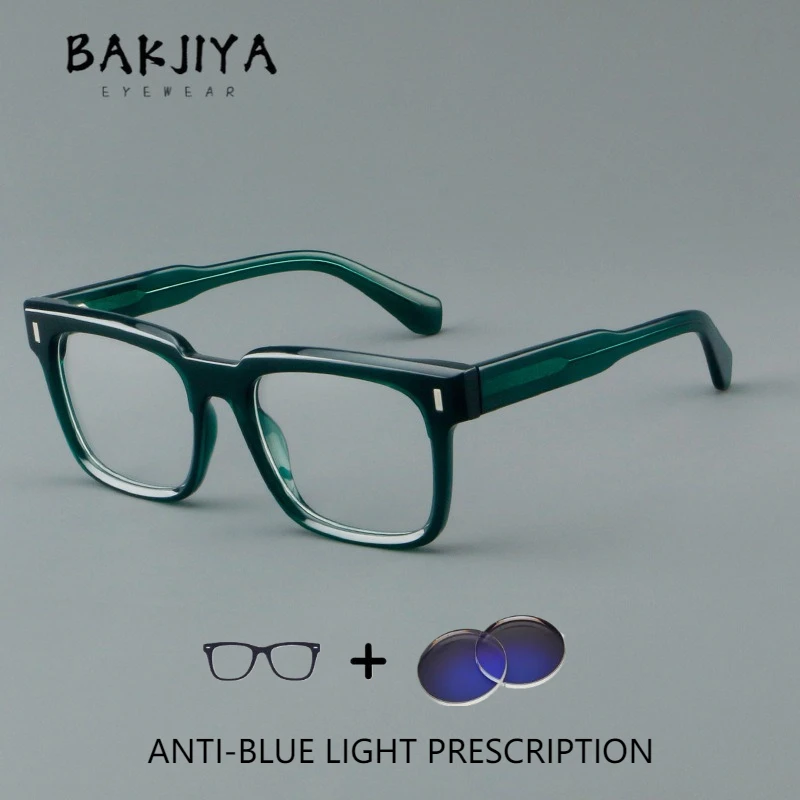 

Vintage New Hot Acetate Myopia Prescription Glasses Square Eyeglasses Designer Men High Quality Flat Oculos Reading Glasses Gafa