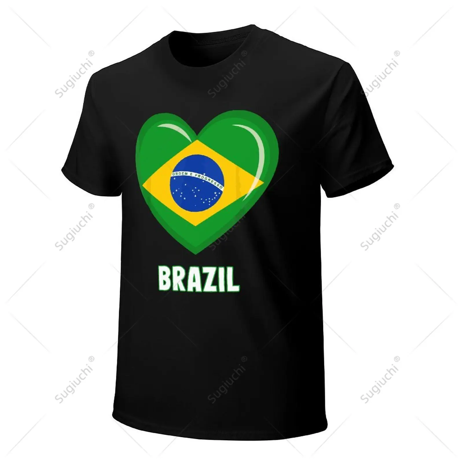 Camiseta brasileña con bandera de Brasil para hombre y mujer, camisa Unisex con corazón, 100% de algodón