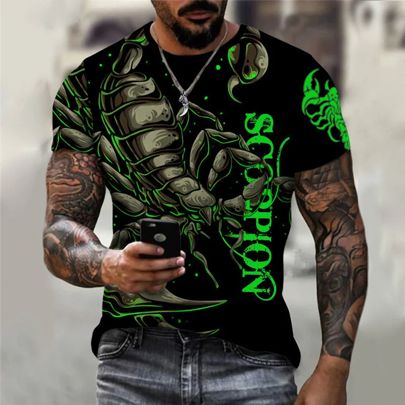 3D Print Scorpion T Shirt For Men Cool Animal Pattern T-Shirts Summer Casual Loose T-Shirts O-Neck Tops Short Sleeves Streetwear