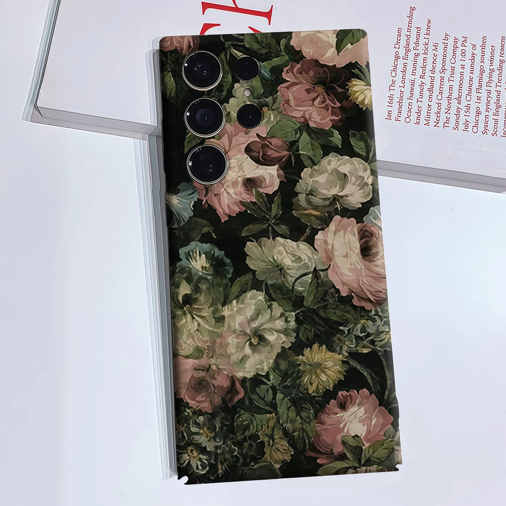 Oil Painting Floral Phone Case for Samsung Galaxy S26 S25 Ultra S24 S23 Ultra Plus Glossy Double-layer Back Cover