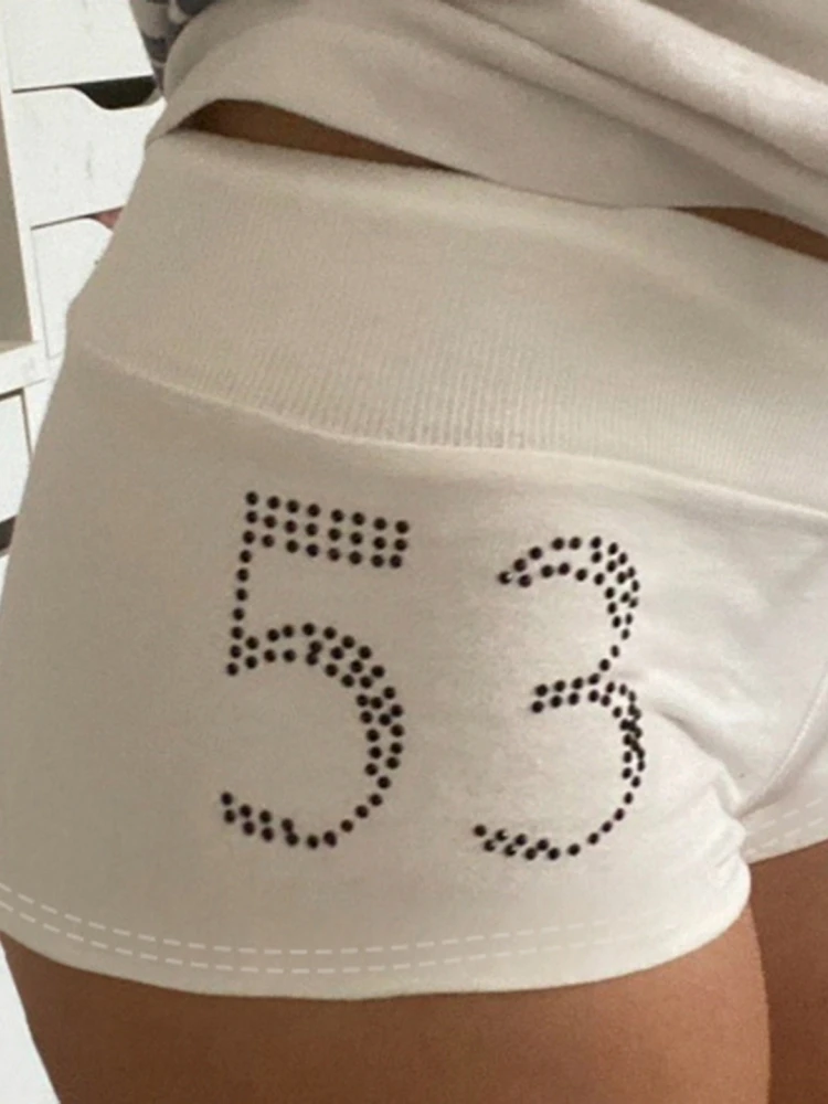 Hot Drilling Booty Shorts Women Y2k Clothes Yoga Short Pants Pantalones Cortos De Mujer Low Rise Roupas Femininas Streetwear
