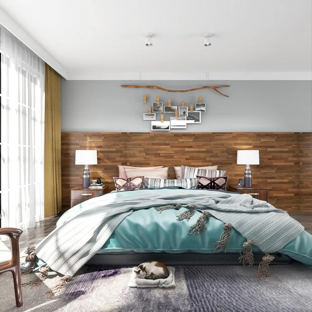 ورق جدران ذاتي اللصق وقابل للإزالة من الخشب الداكن للخزائن - ورق اتصال خشبي صناعي قابل للتقشير واللصق، سهل التركيب، Du