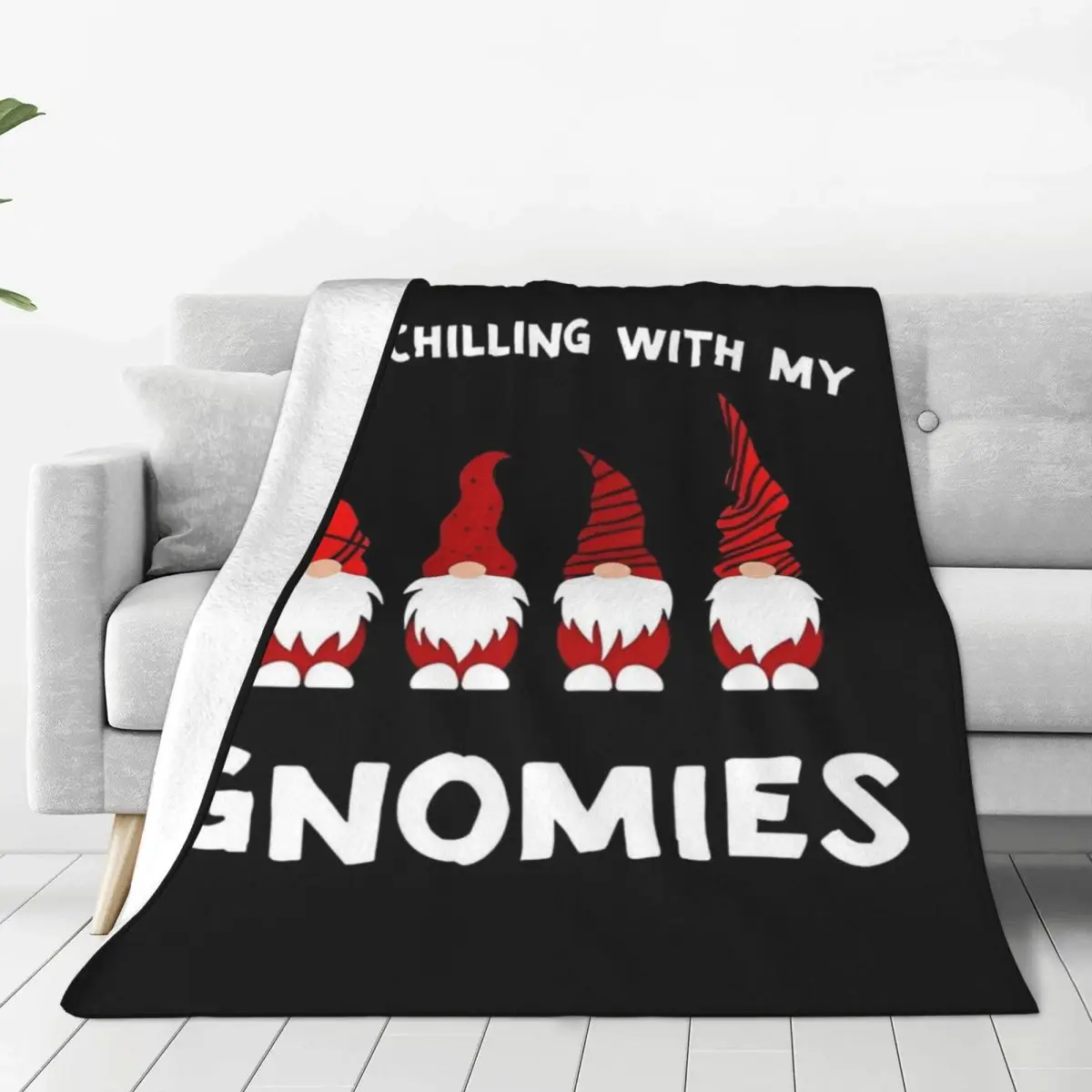 Warm Soft Blanket Travel Just Chilling With My Gnomies Bedding Throws Christmas New Year Flannel Bedspread For Bedroom Bed Cover