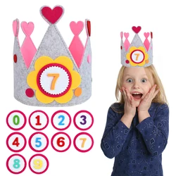 Children DIY Crown Durable Creative Interchangeable Numbers Crown Adjustable Size for Girls Boys Birthday Party Decor