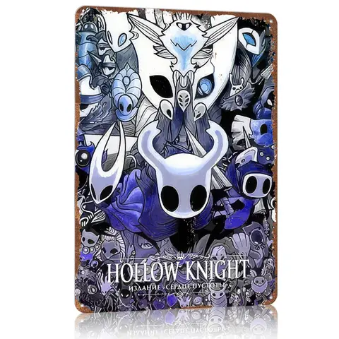 Hollow Knight karaktärer collage plåtskylt metallposter vintagedekor anpassningsbara metallskyltar för väggkonstdekoration trollstav dekoration 6 best sales Scrat-istiden - №2