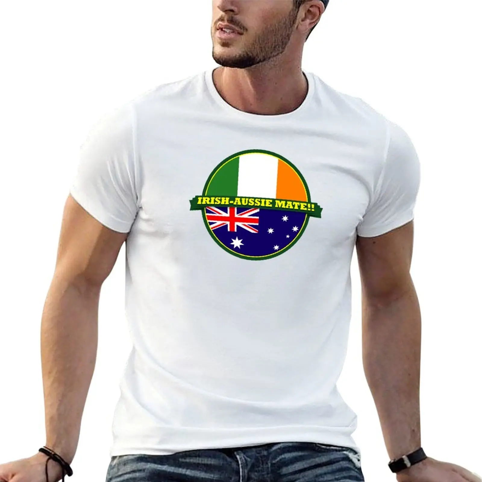 

IRISH-AUSSIE T-Shirt man t shirts cotton printed t shirts for man cotton tshirt 100% T-shirt