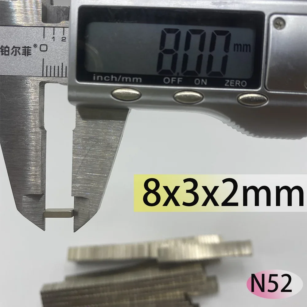 N52 8X3X2mm standard Rectangle Square Neodymium super  Strong  Magnet Search Magnetic Block Magnets Scooter Motor Engien Wind