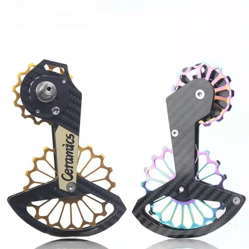 18T Road Bike Rear Derailleur Carbon Fiber Ceramic Bearing Pulley Guide Wheel Rainbow for SHIMANO R7000 R8000/8050/9100