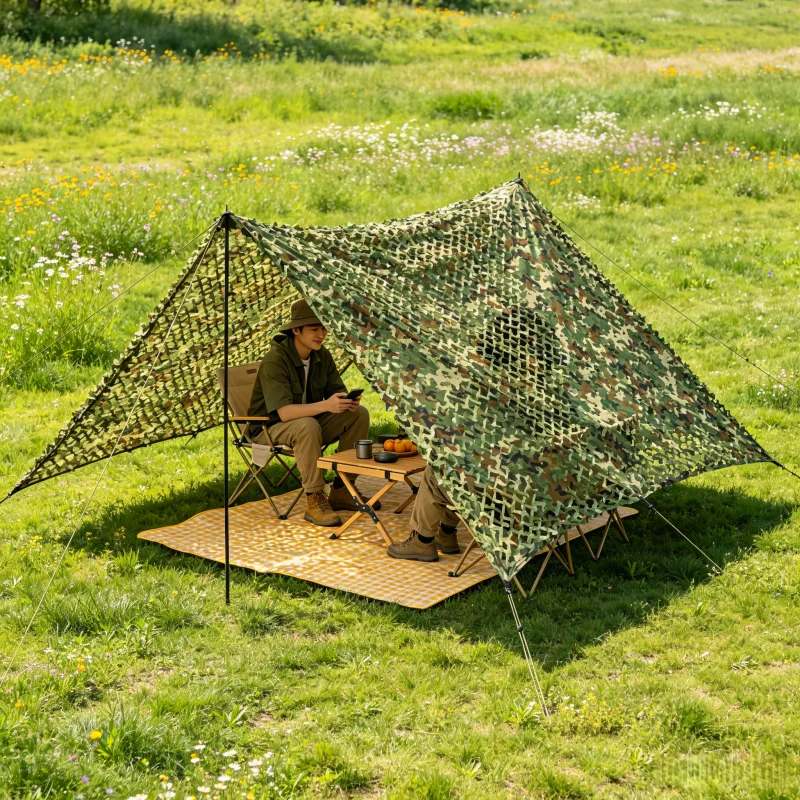 Tactical Woodland Camo Netting 150x200cm, Durable Polyester Net for Hunting, Camping, Sun Shade, Photography & Decoration