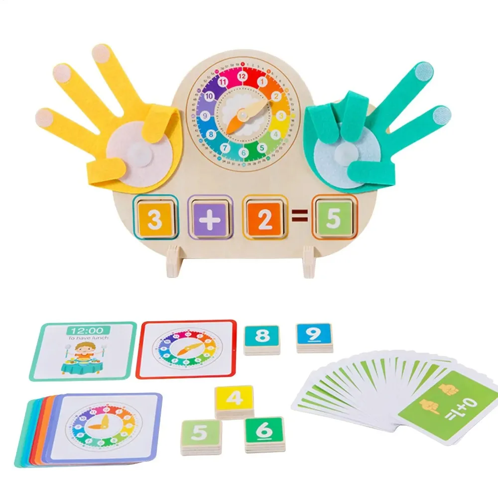 Montessori Clock Finger Operation Kids Toy Educational Toys Model Clock Finger Numbers Math Toy Colorful DIY