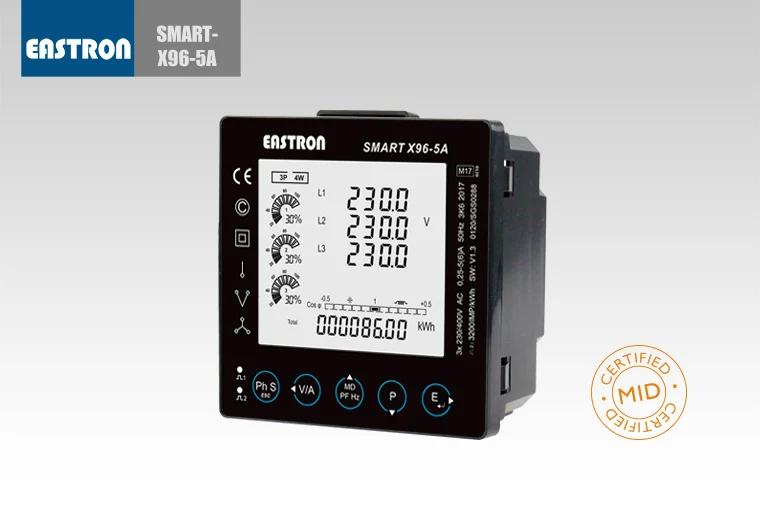 Smart X96-5F Three Phase Multifunction 85 Electric Parameters Measured 2~63rd THD RS485 Modbus/Mbus Digital Panel Meter