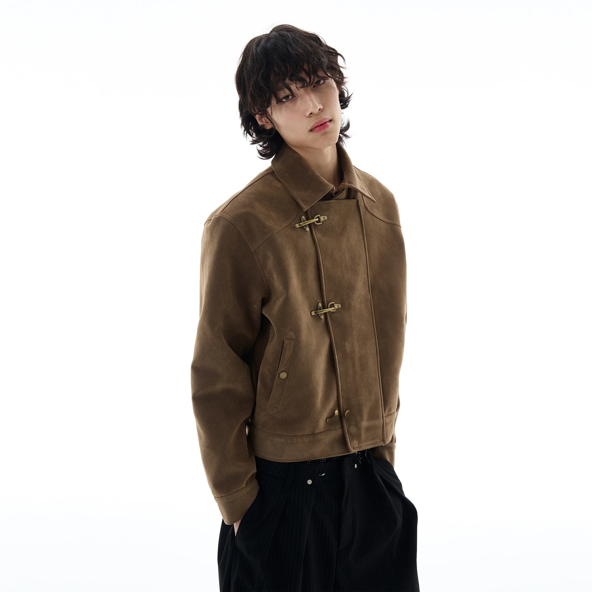 WLNEXT Men's Suede Jacket Fall 2025 Vintage American Style with