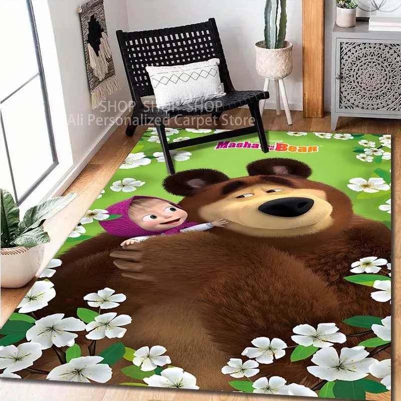 

6-стильный классический комедийный мультяшный ковер с изображением М-Маша и медведя для гостиной, спальни, дивана, коврики для детской комнаты, нескользящий декоративный коврик