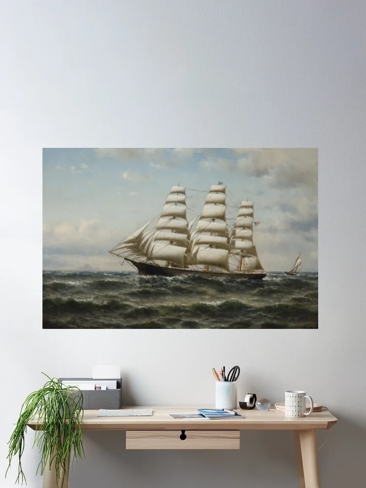 Three Brothers Clipper Ship Outward Bound Photo Canvas POSTER ,Home Decor Wall art painting