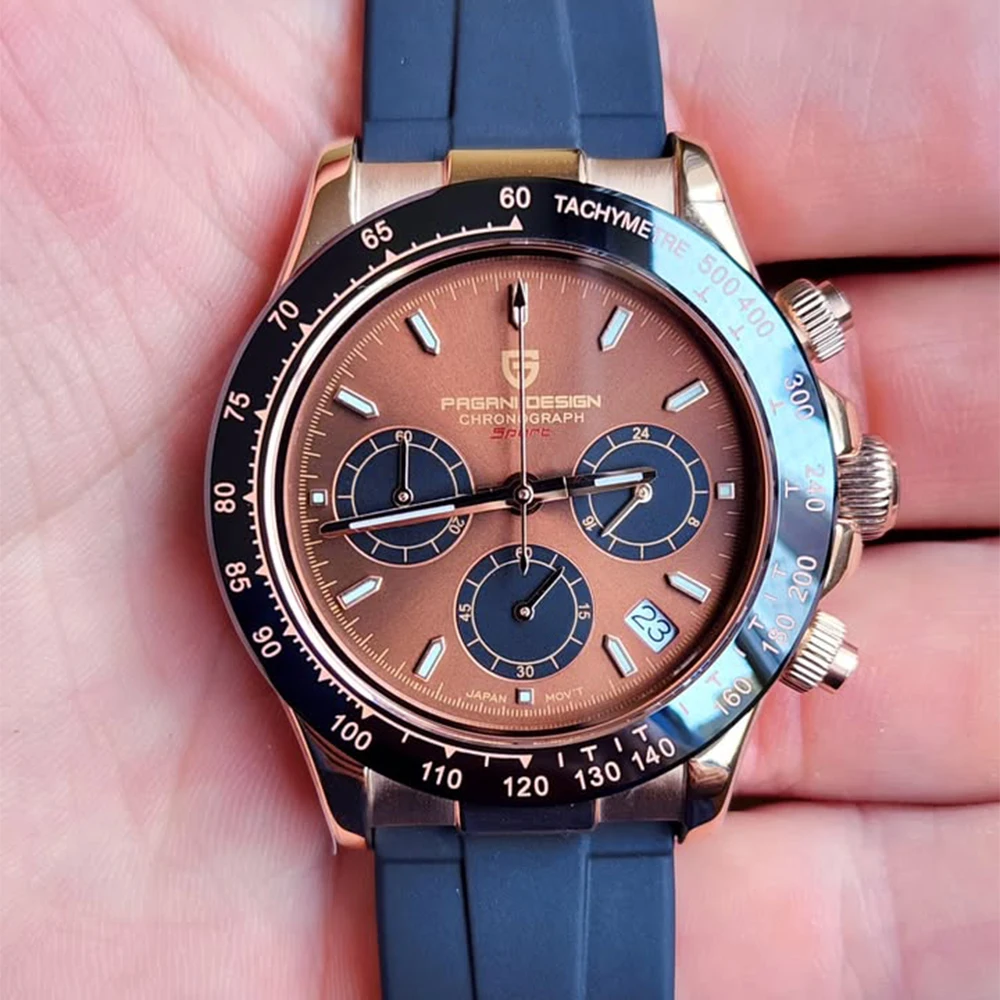 

PAGANI DESIGN 40MM V2 Golden brown dial Men Quartz Watch Sapphire Retro Chronograph Stainless Steel Waterproof Watches for men