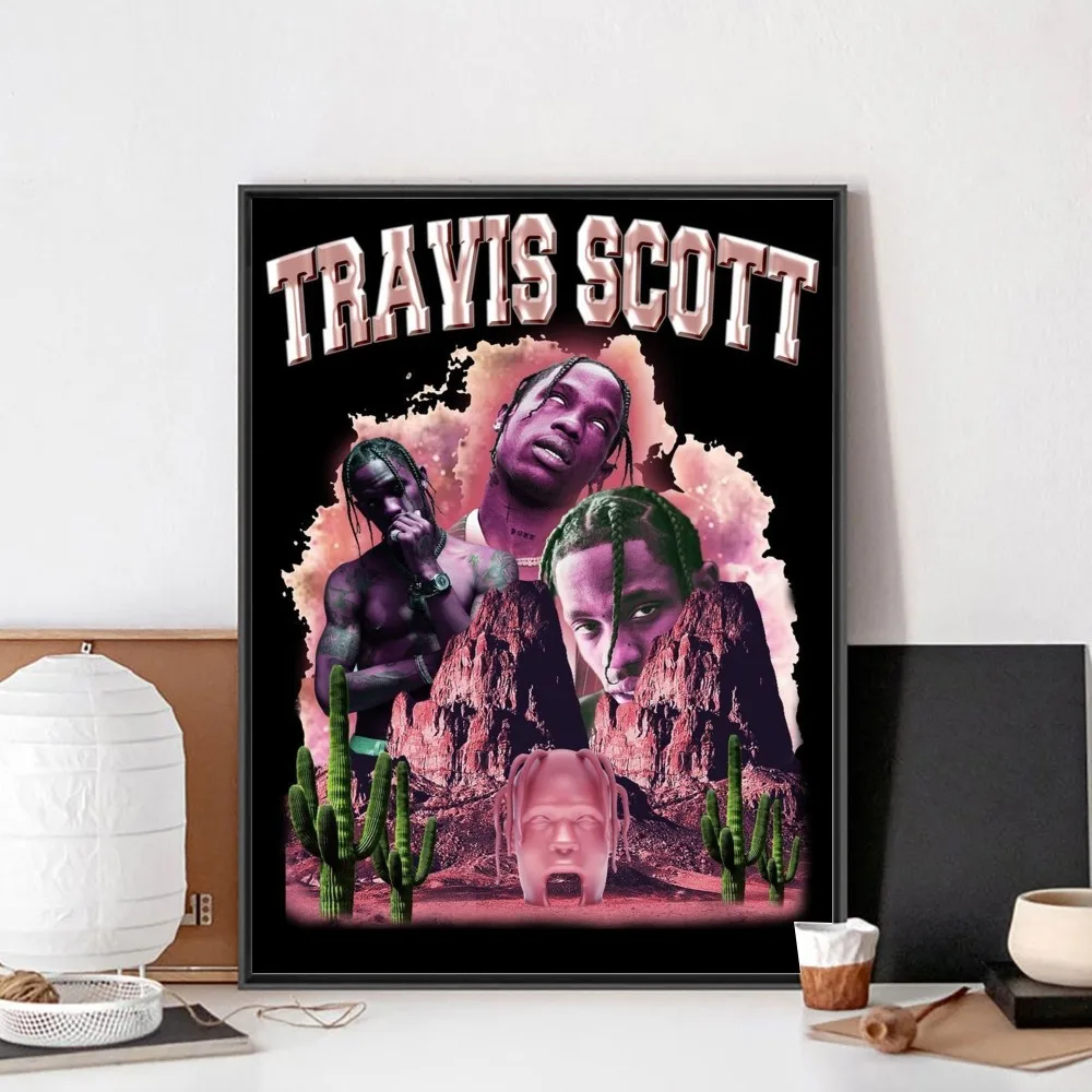 Travis Scott Poster No Framed Poster Kraft Club Bar Paper Vintage Poster Wall Art Painting Bedroom Study Stickers