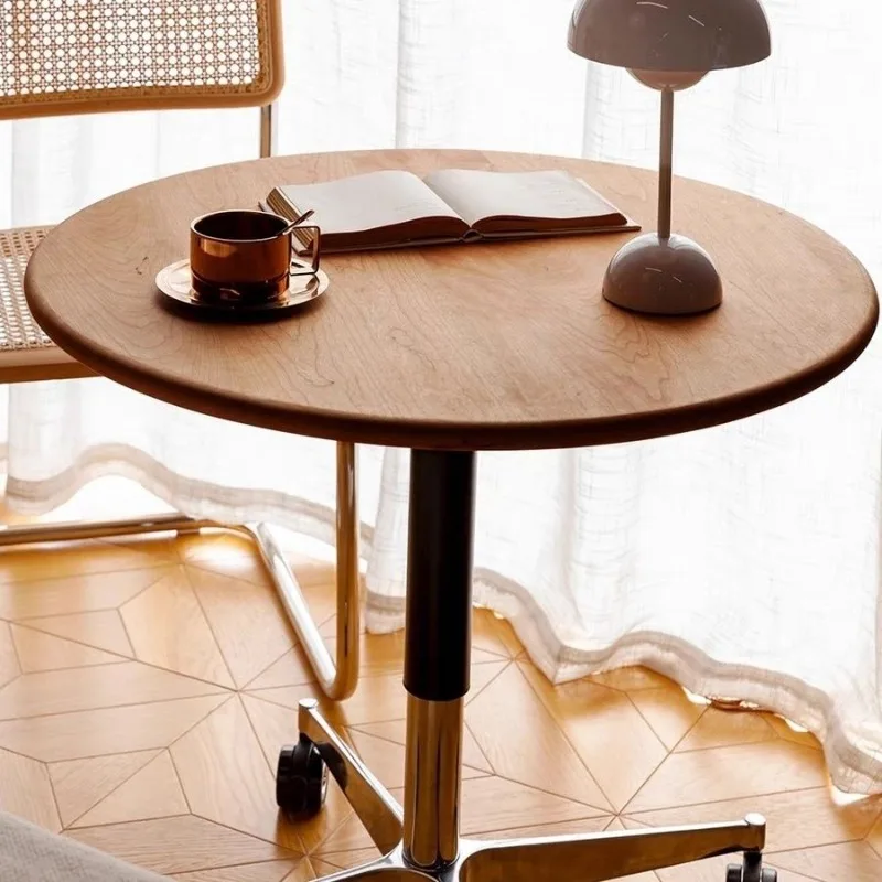 خشب الكرز في أمريكا الشمالية، طاولة قهوة متحركة، طاولة جانبية للرفع، طاولة مربعة صغيرة من خشب الجوز، خشب متين مستدير بجوار السرير