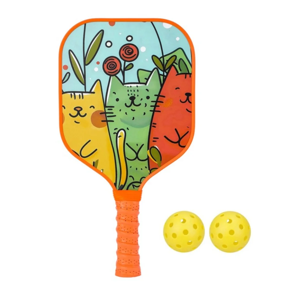Mermaid Cat Pickleball Paddle Honeycomb Core Cartoon Pickleball Paddle Set with 2 Pickleballs Lightweight Sports Paddle Gifts