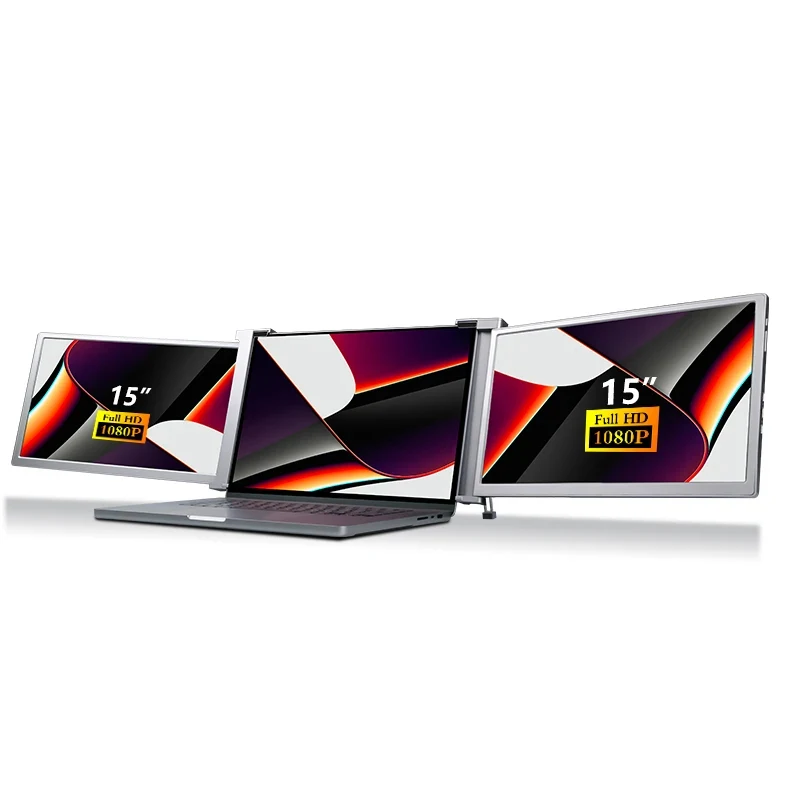 1080P FHD 15 Inch Dual Screen Extender LCD Monitor Computer Display Portable Foldable Laptop Smart Gaming Triple Screen Monitor