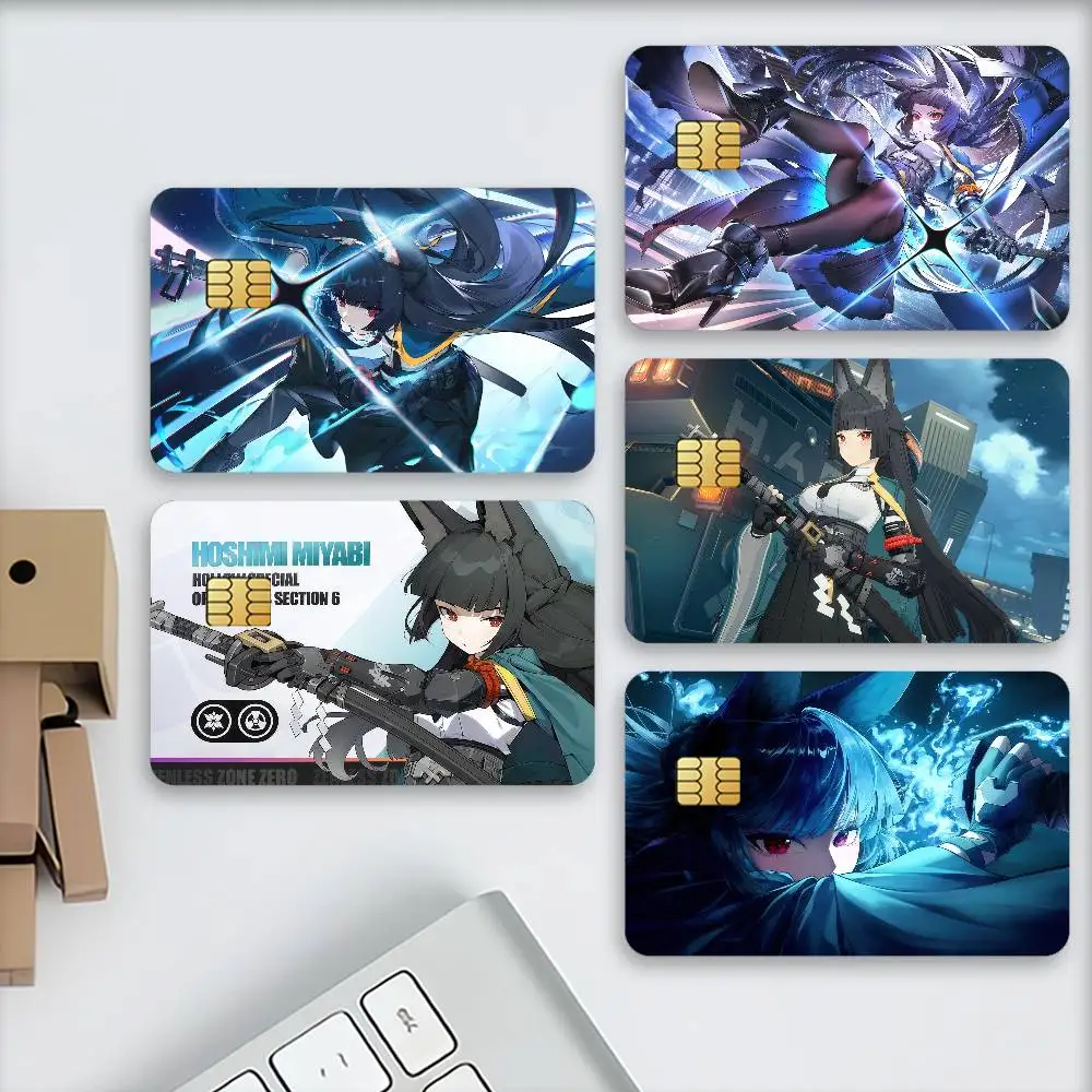 Zenless Zone Zero Hoshimi Miyabi Matte Card Stickers For Credit Cards Debit Cards And Transit Cards 4Pcs
