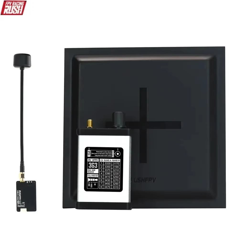 RushFpv 3.3G 2000mW 2W 8CH Vtx / VRx Audio Video FPV Transmitter / Receiver Recording Plate Antenna for RC FPV Drone Multi-rotor