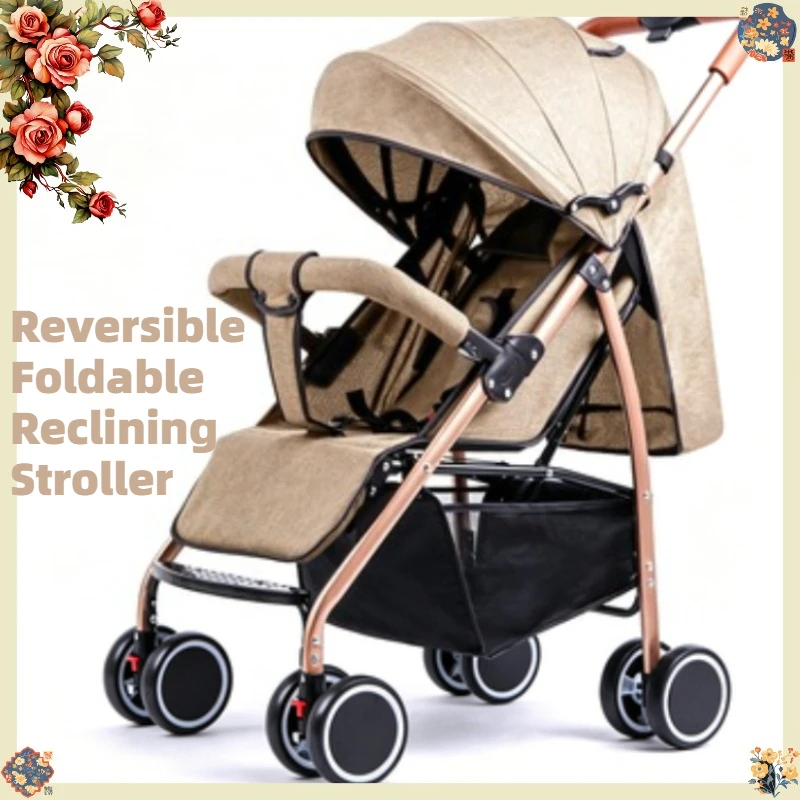 

All-Round Portable Pushchair, Reversible Direction, Shockproof Frame, Foldable Reclining Seat for Newborn