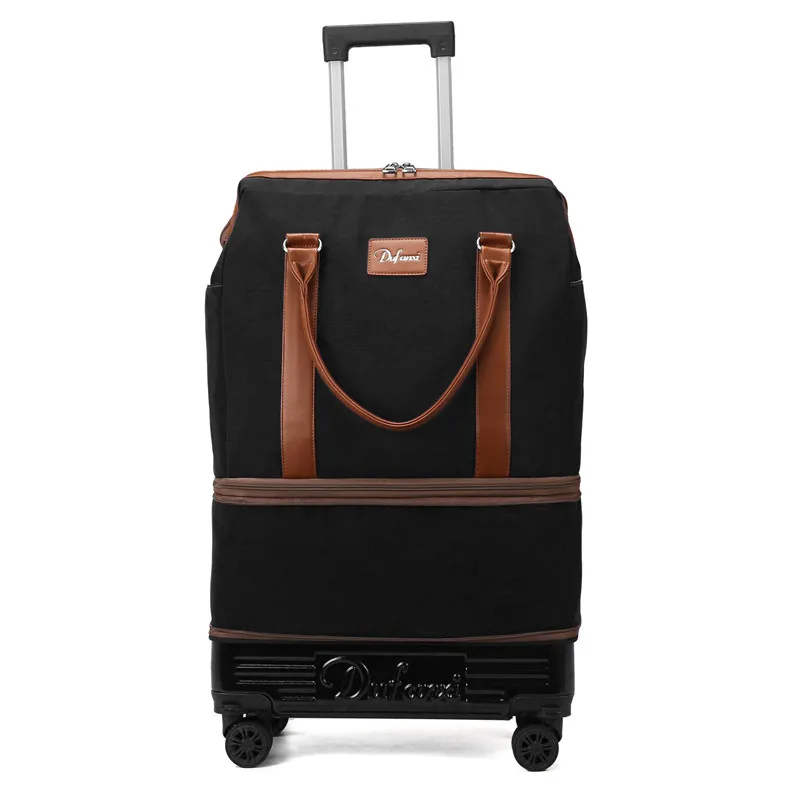 Foldable Wheeled Duffel Bag, Lightweight Spinner Travel Tote,Large Capacity Telescopic Handle Luggage,Multi Purpose Rolling Pack view 6