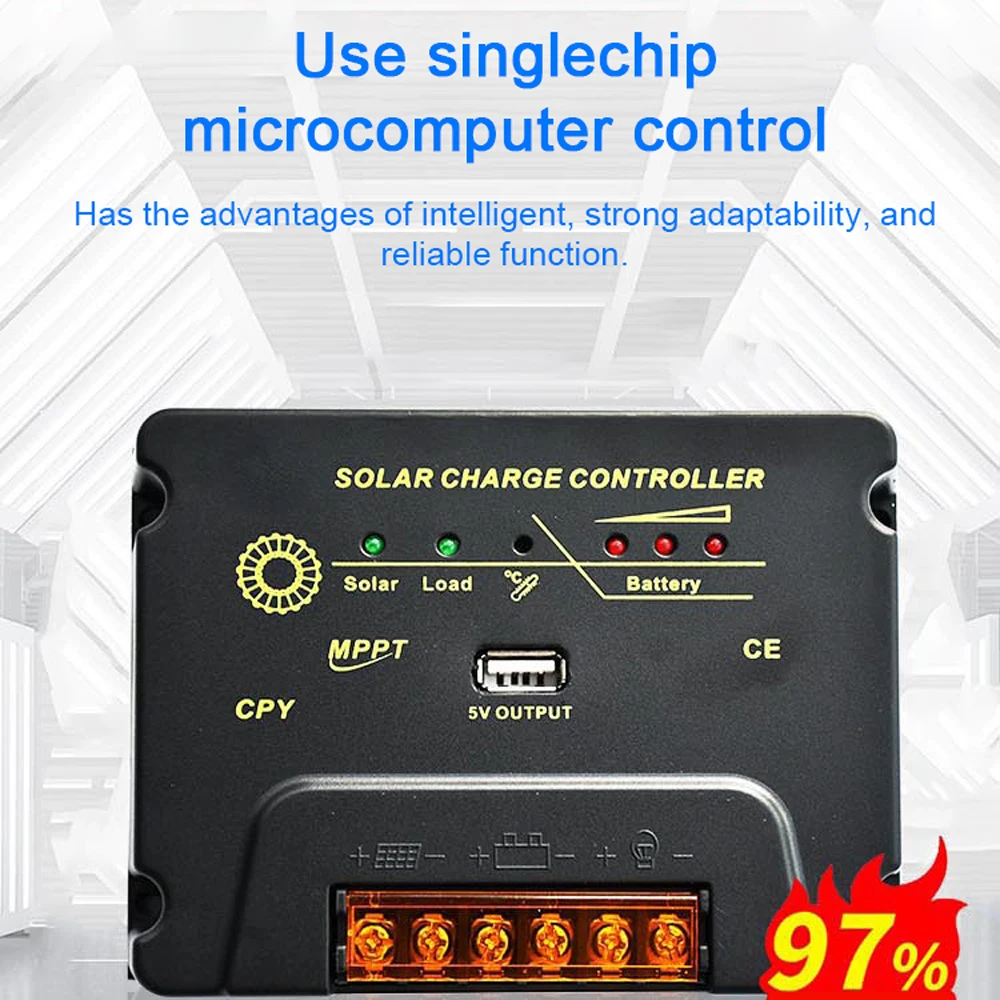 20A MPPT Solar Controller Automatic Identification Solar Panel Battery Regulator 12V/24V Photovoltaic Solar Charge Controller