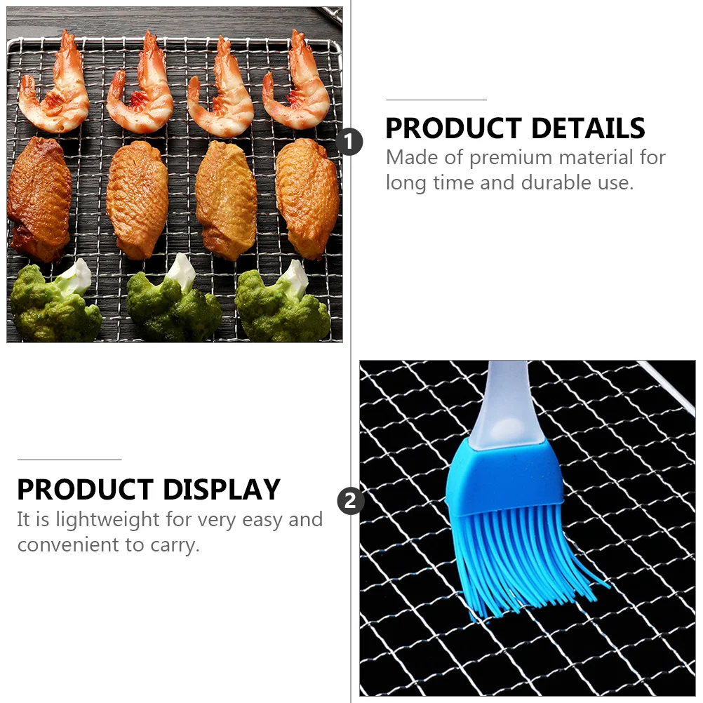 Stainless Steel BBQ Mesh Barbecue Charcoal Grill Net Cooling Rack Accessory Pad Portable Gas Fry Pans Mat