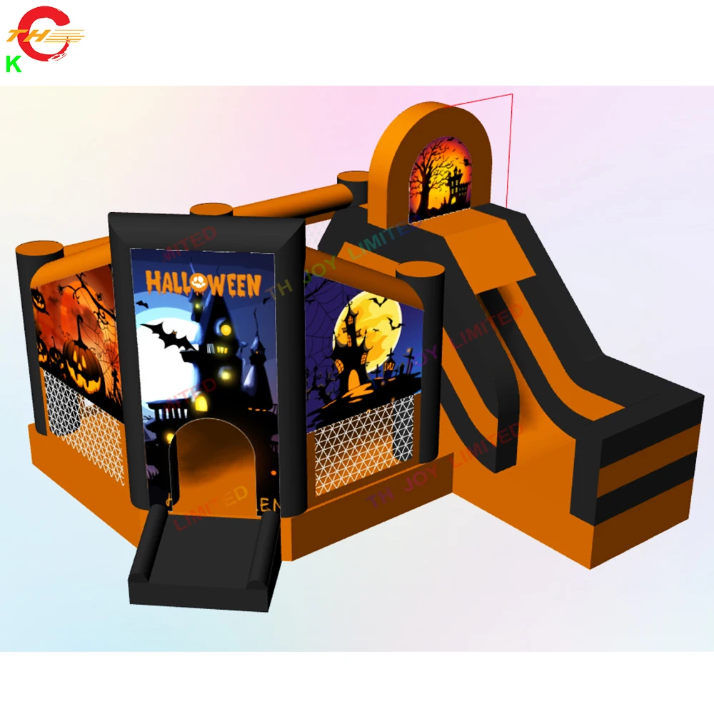 Maglione gonfiabile Moonwalk dell'aria gonfiabile della telone del PVC commerciale del buttafuori gonfiabile della scivolo di Halloween della nave veloce per i bambini