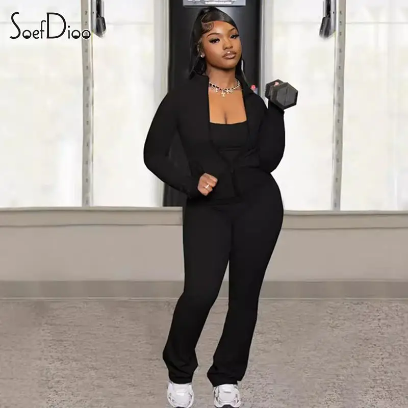 

Soefdioo Casual Gym Set Costume for Women Cardigan Jacket+Jumpsuits Suit 2024 Winter Active Baddie 2 Piece Sets Outfit Tracksuit