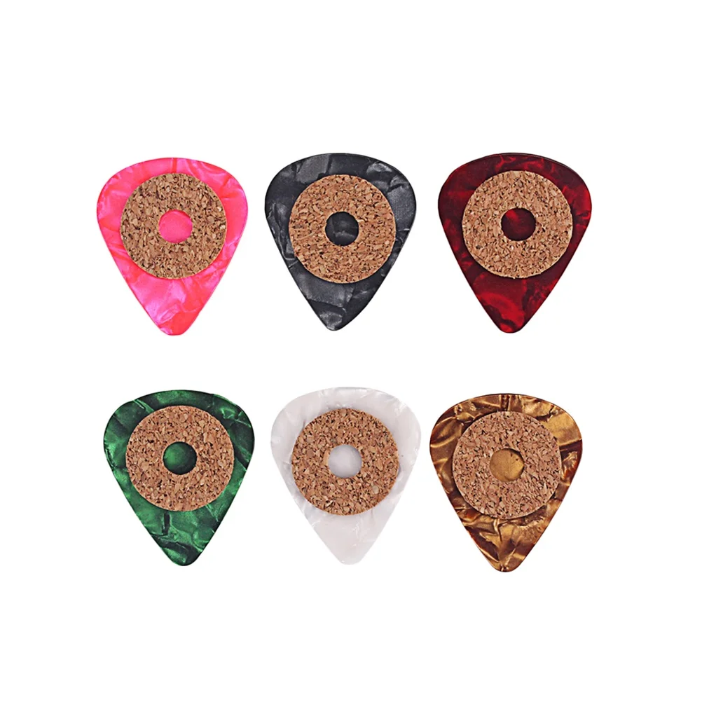 

6pcs Guitar Picks Colorful Non-slip Grip Cork Tape Guitar Picks for Guitar Bass Ukulele Mandolin Banjo (0.5mm)